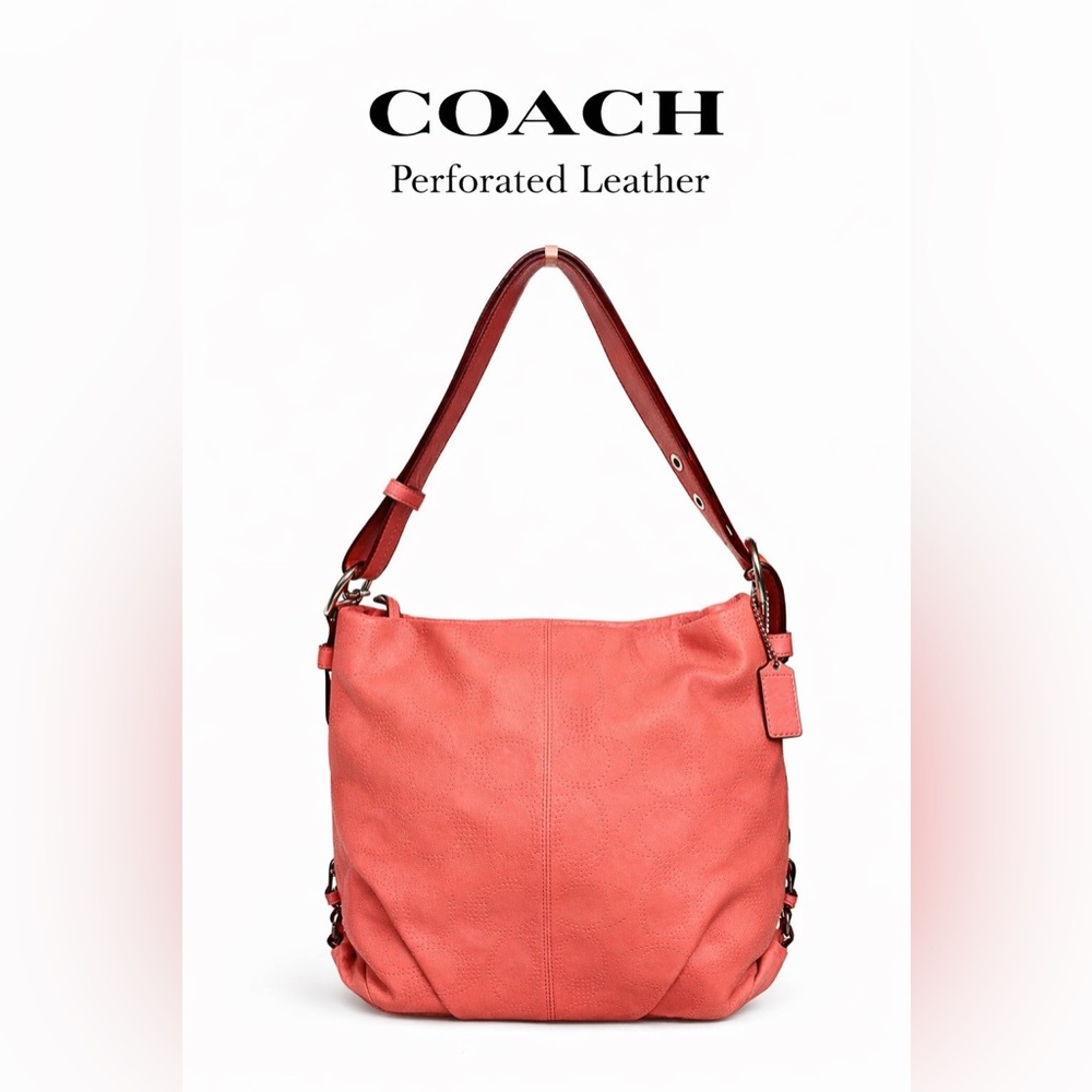 Coach Coral Perforated Leather Convertible Hobo Crossbody Bag F19407